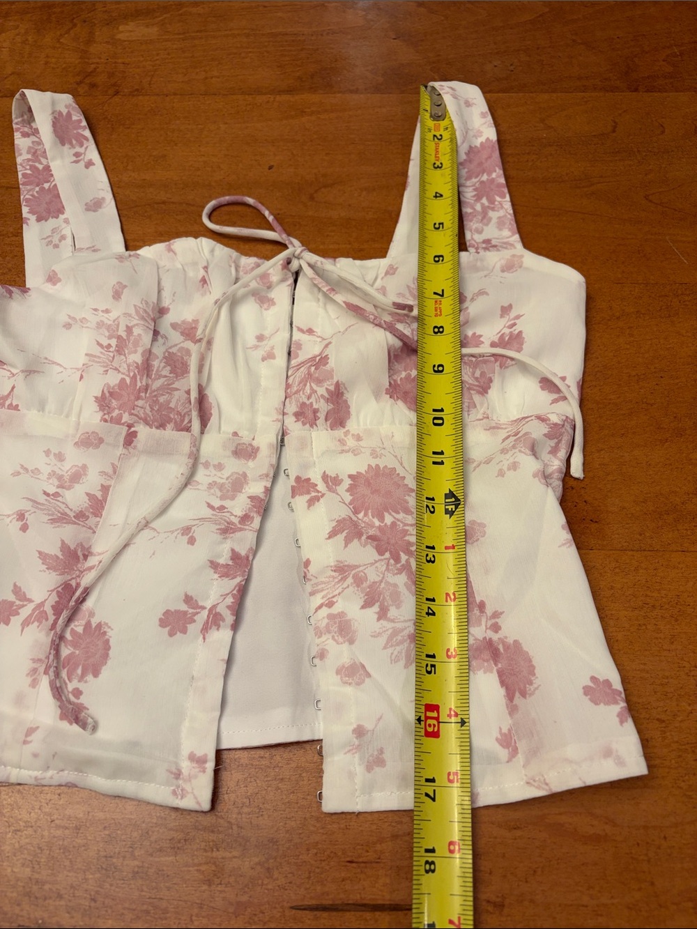 Princess Polly Floral Tie-Front Bustier Top in Dusty Pink and White - Picture 2 of 6